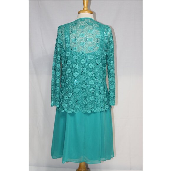 Eva USA Mother of Bride Groom Dress-Knee Length-#3171-SIZE L-JADE GREEN-NWTags - Picture 3 of 7